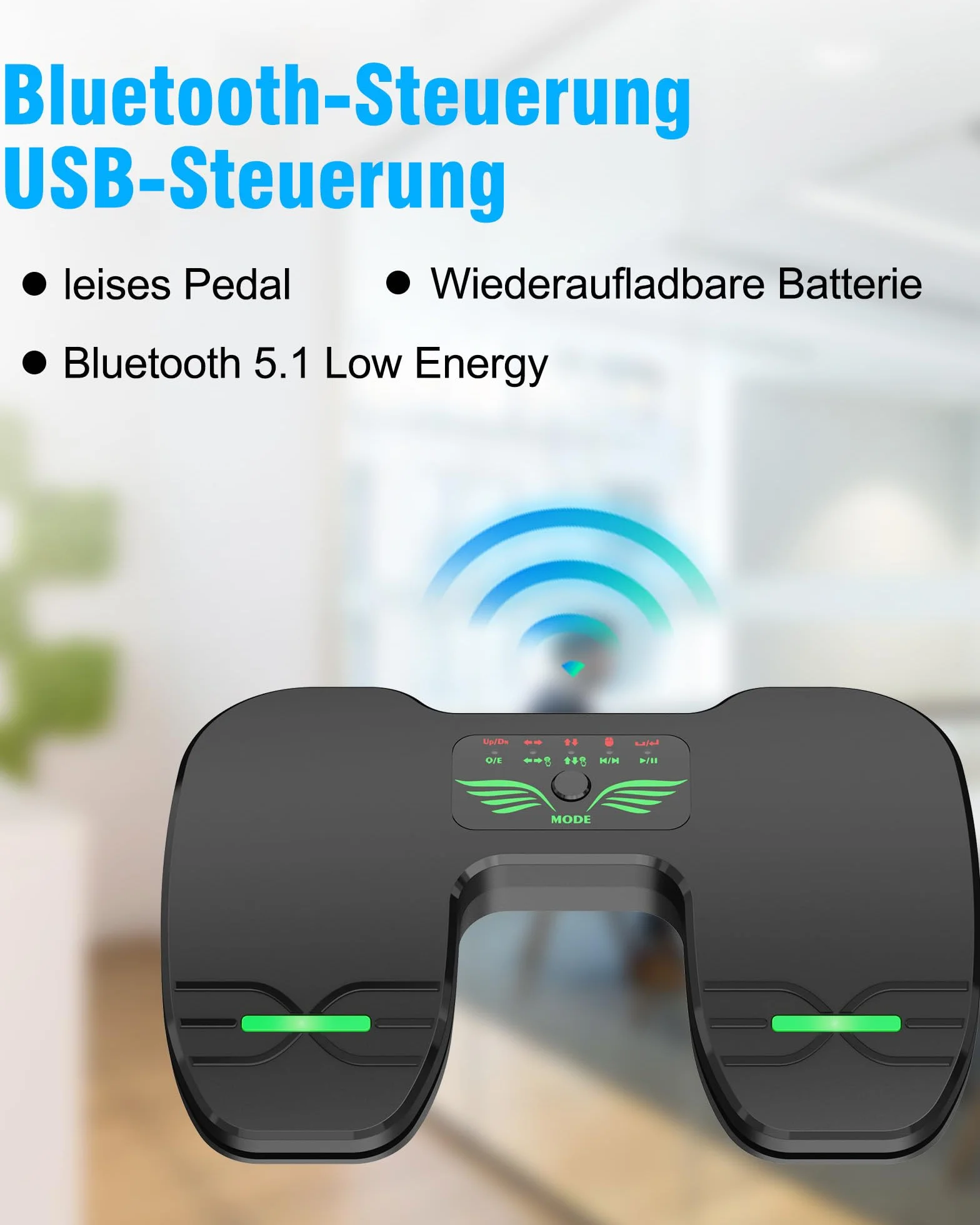 Bluetooth Page Turning Pedal: Bluetooth Fußschalter - Wiederaufladbare Musik Lese Controller für Tablets Smartphones
